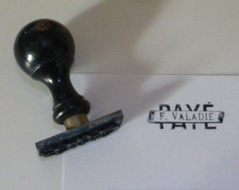 Vintage Ink Stamp French PAYE with name Ebonized Wood