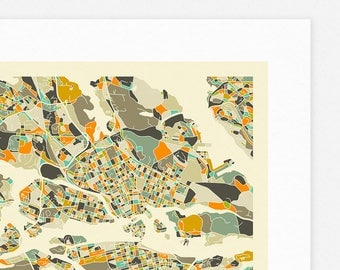 STOCKHOLM MAP (Giclée Fine Art Print, Photographic Print or Poster Print) by Jazzberry Blue