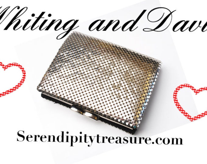 Silver Metal Mesh wallet - Whiting and Davis signed - snap change wallet