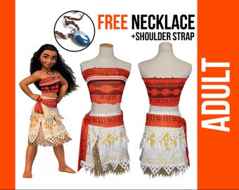 Moana Costume for Adult + FREE Necklace - Inspired by the movie Moana, Cosplay, jewelry, Moana accessories, Moana Costume