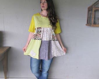 repurposed t shirt tunic upcycled clothing recycled wearable art dress comfy eco fun clothes sustainable clothing X L 1 X LillieNoraDryGoods