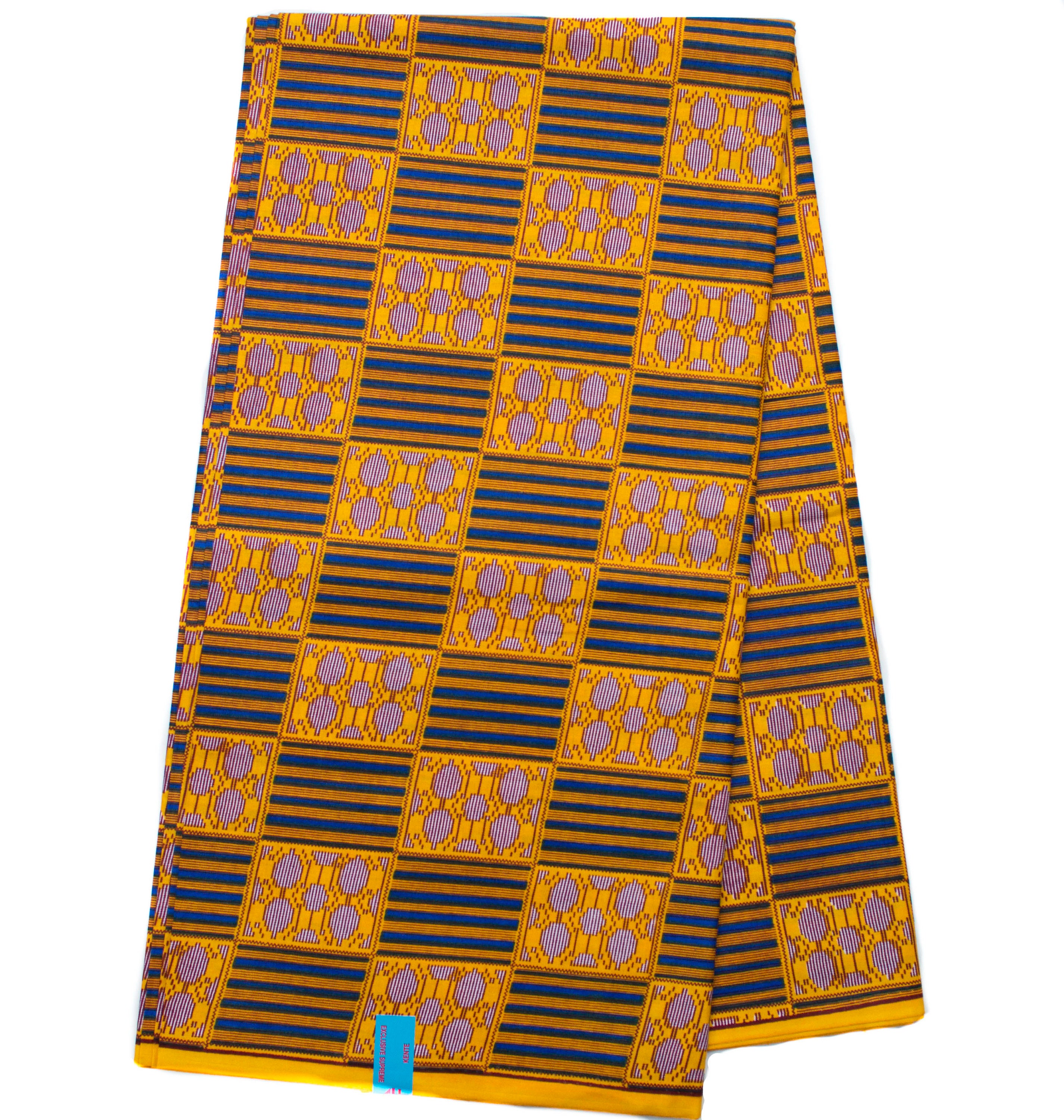 Gold and Blue Kente cloth /Kente fabric sold per yard/ Kente