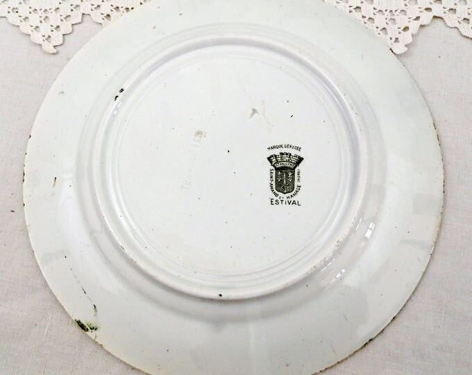 Antique French Ironware "Terre de Fer" St Amand et Hamage China Plate Dark Green Ivy and Wild Rose Pattern, Chateau, French Country Decor Antique French Ironware "Terre de Fer" St Amand et Hamage China Plate Dark Green Ivy and Wild Rose Pattern, Chateau, French Country Decor