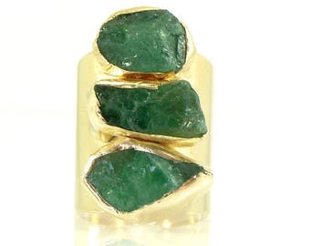 SUMMER SALE- Emerald Ring, Emerald,May Birthstone, Raw Emerald Ring, Statement Ring, Crystal, Gold Gemstone Ring, Natural Emerald Ring,Raw S