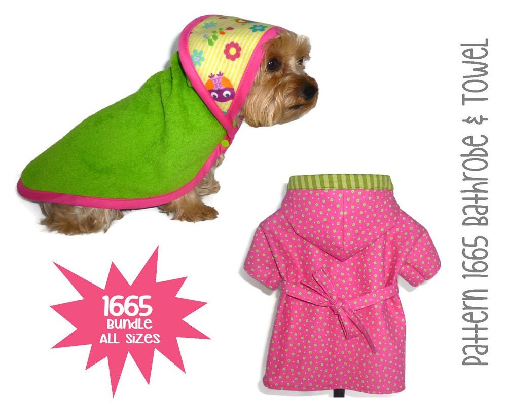 Dog Bathrobe & Hooded Dog Towel Pattern 1665 Bundle All