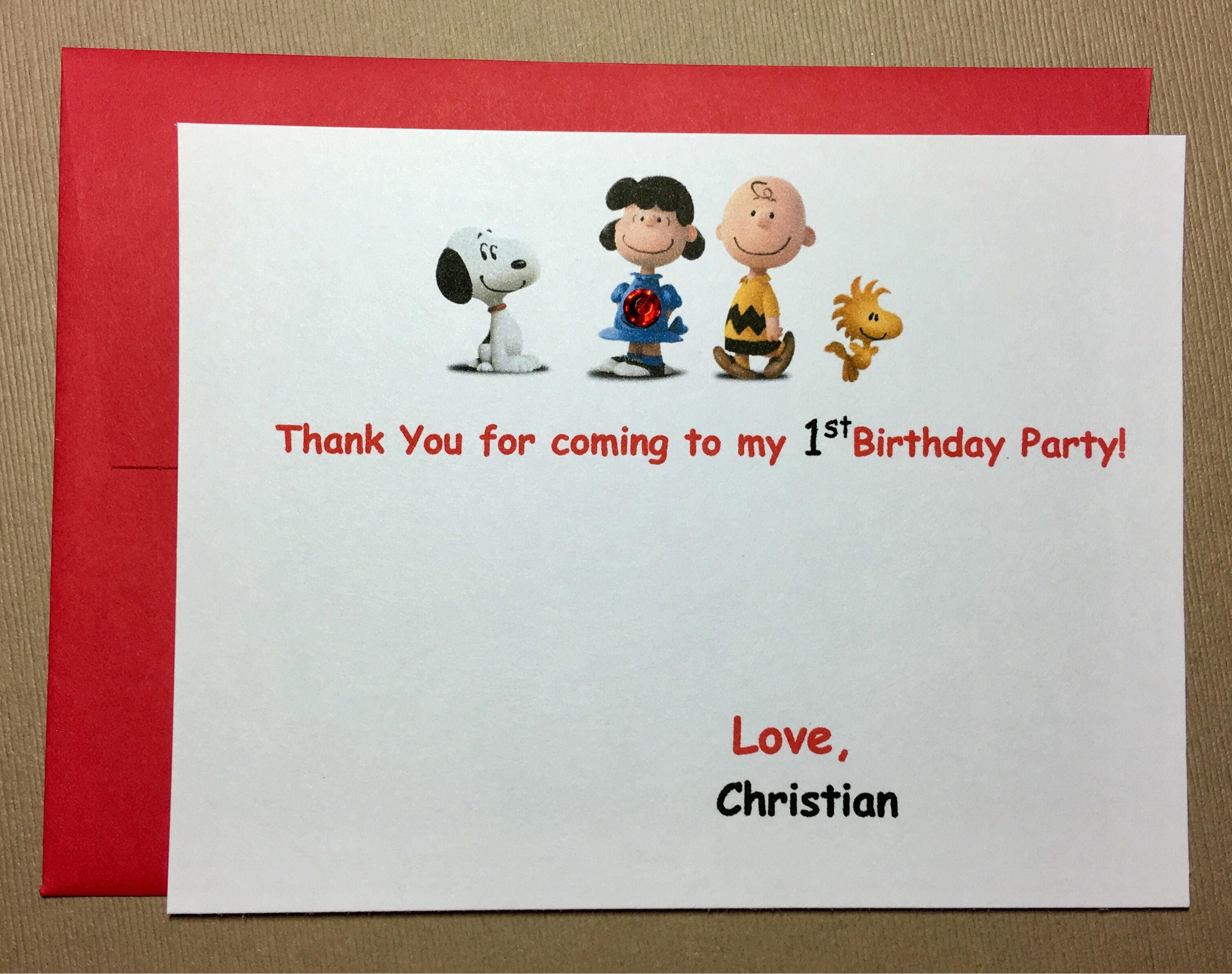 SET OF 10 Peanuts PRINTED Thank You Cards Personalized