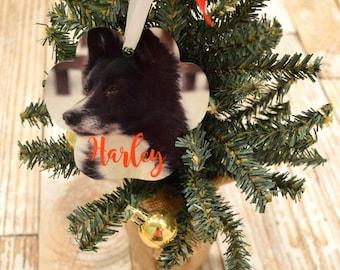 Pet Christmas Ornament, Pet Picture Ornament, Pet Memory Keepsake, Rainbow Bridge, Dog Ornament, Cat Ornament, Paw Print Keepsake