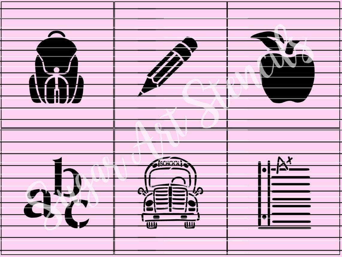 Back to school stencils set of 6 stencils SL2022 from StencillandCanada