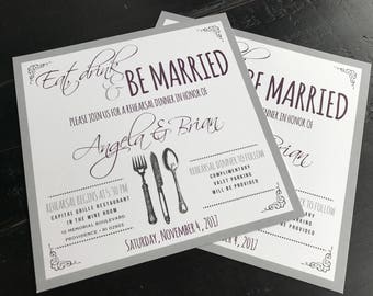 Custom Rehearsal Dinner Invitations- multiple designs available