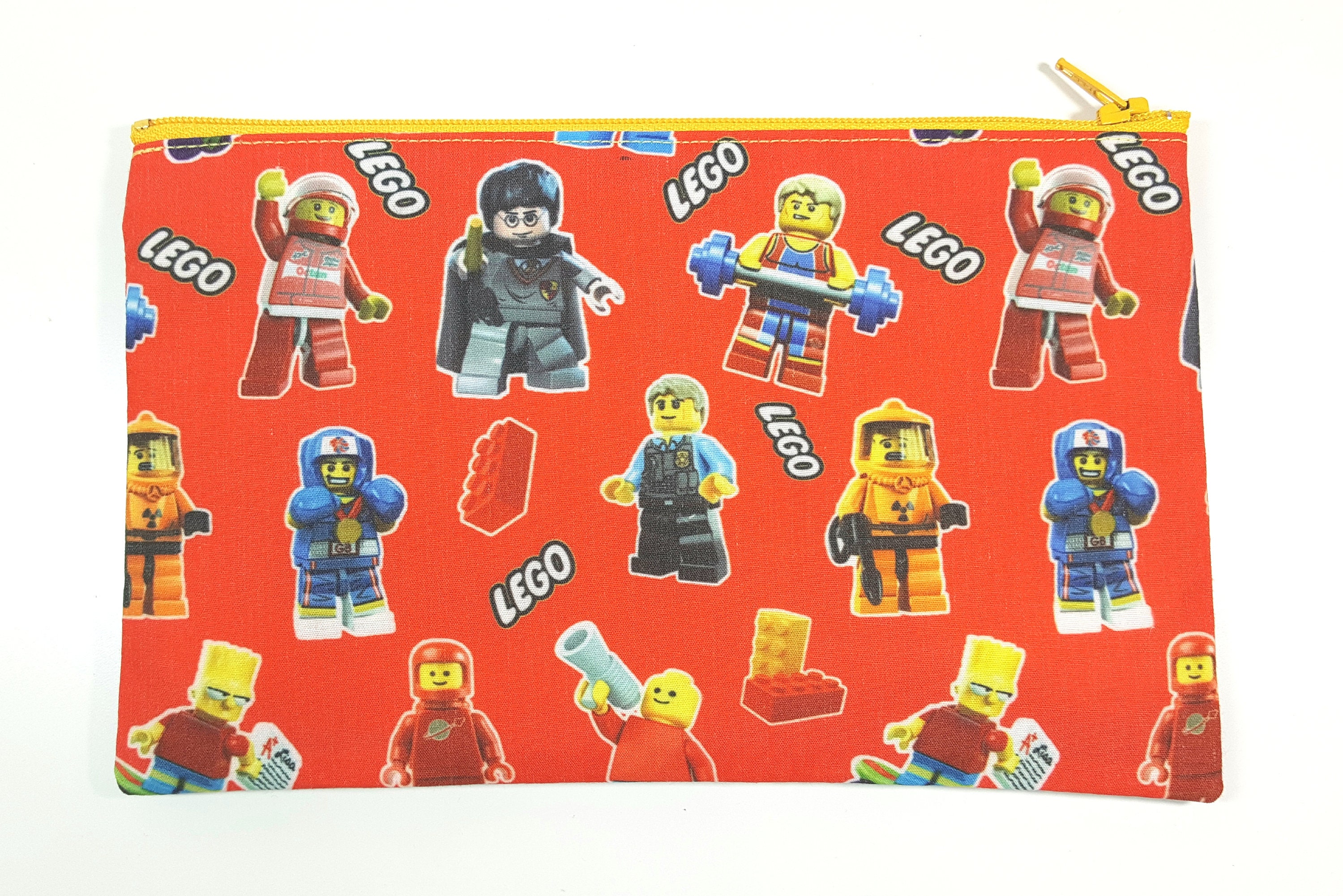 Lego man figurine fabric Pencil Pouch // Lego Man Pencil Case