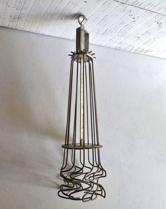 Vintage Chimney Sweep Tool Round Metal Wire Expandable Contraption