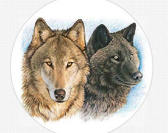Two Wolves 24 Round Envelope Seals Labels Stickers Buy 3 sheets get 1 Free