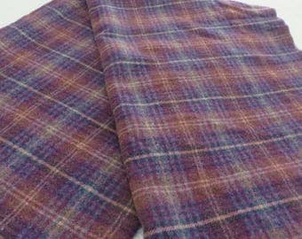 Wool Blanket TARTAN PLAID Vintage Colors are Purple Blue Tan w/ a bit of Gold // 100% Wool Vintage Blanket Twin Size or Throw Size