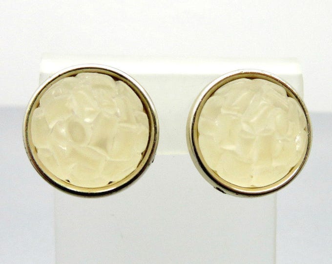 Lucite Gumdrop Earrings, West Germany Clip-ons, Vintage Frosted Round Earrings
