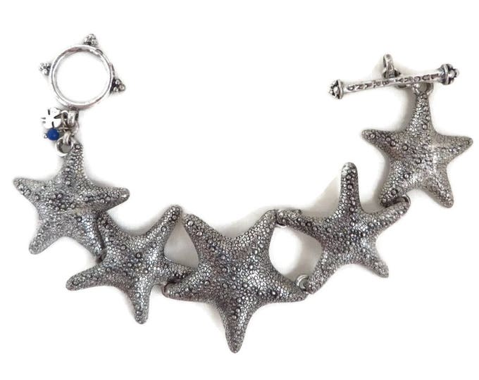 Vintage Starfish Bracelet - Lucky Brand Bracelet - Silver Tone Linked Bracelet, Perfect Gift, Gift Box