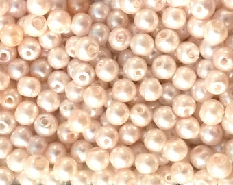 30 round beige glass pearls 4mm