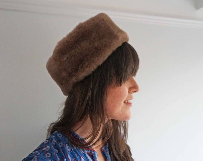 Faux Fur Hat, Vintage 60s Hat, Womens Hat, Winter Hat, Beige Faux Fur Hat, Womens Winter Hat, Russian Hat, Warm Hat Russian Fur Hat Boho Hat