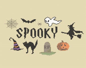 SPOOKY Halloween Cross Stitch Pattern PDF ** Instant Download **