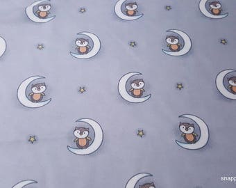 Flannel Fabric - Woodland Owls Gray - By the yard - 100% Cotton Flannel