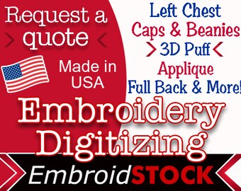 Custom Embroidery Digitizing. Get your logo digitized today!
