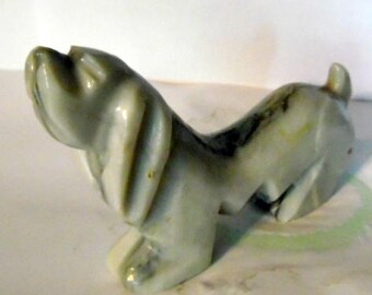Mid century, vintage Basset Hound figurine, carved onyx basset hound, animal figurines, dog figures, kids room decor, carved onyx