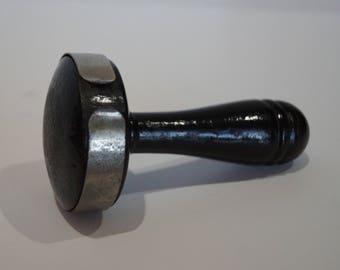 Antique/Vintage Metal Clip Sock Darning Egg Tool-Black Painted Wood