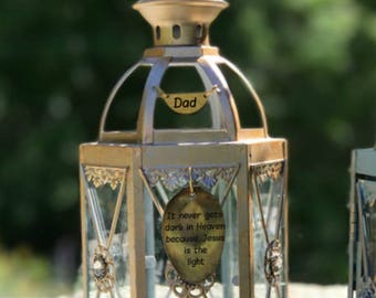 Remembering dad Memorial Lantern Vintage Inspired Eternal light Candle gift Indoor or outdoor remembering a loved one sympathy or funeral gi