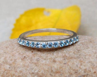 blue topaz half eternity ring eternity bands engagement rings sterling silver eternity band wedding gifts swiss - Topaz Wedding Ring blue topaz half eternity ring eternity bands engagement rings sterling silver eternity band wedding gifts swiss - Topaz Wedding Ring