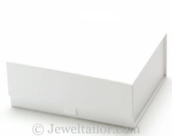 Medium Luxurious White Ribbon Tab Snap Shut Gift Box 20cm With NEW Bow Options ~ An Ideal Gift, Keepsake,Bespoke Hamper or Presentation Box