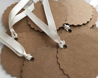 ON SALE large scalloped gift tags - kraft - gift tags - gift bag tags #41600