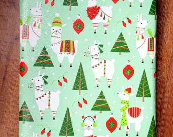 llama Christmas Wrapping Paper, Holiday Gift Wrap 10 ft x 2 ft. / 3.048 m. x .60 m. Roll, Children's Wrapping Paper, Green and Red