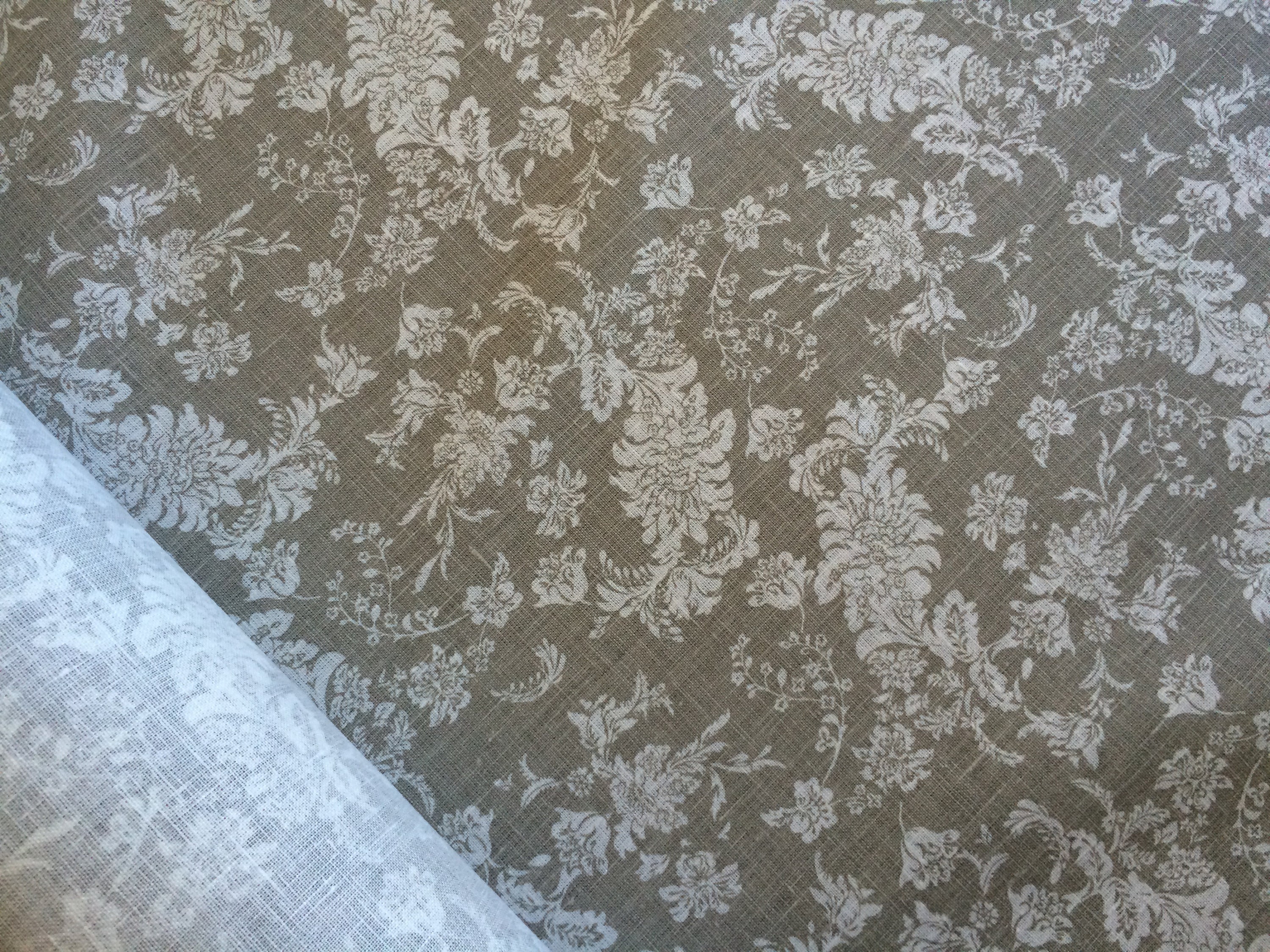 Linen fabric Floral Natural Grey 100 Linen Printed Linen fabric
