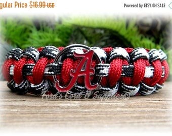 CIJ SALE Alabama Crimson Tide Bear Bryant Edition Bracelet, Paracord Survival Bracelet, Unisex Adult Bracelet, Child's Bracelet, Fan Gear, G