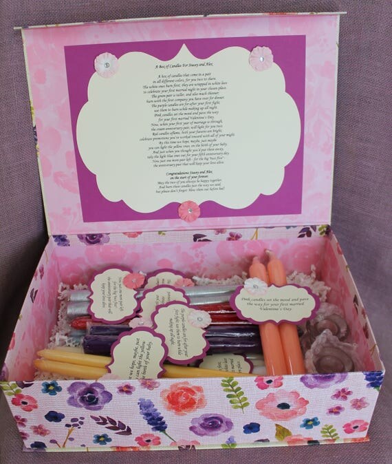 Wedding Shower Candle Poem Gift Set. Bridal candle basket.