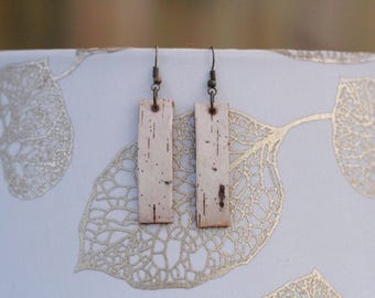 Mid-Length Earrings|Birch Bark|Natural Materials|Gift for Her|Bridal|Woodsy|Elegant|Handmade|Sustainably Harvested|Rugged
