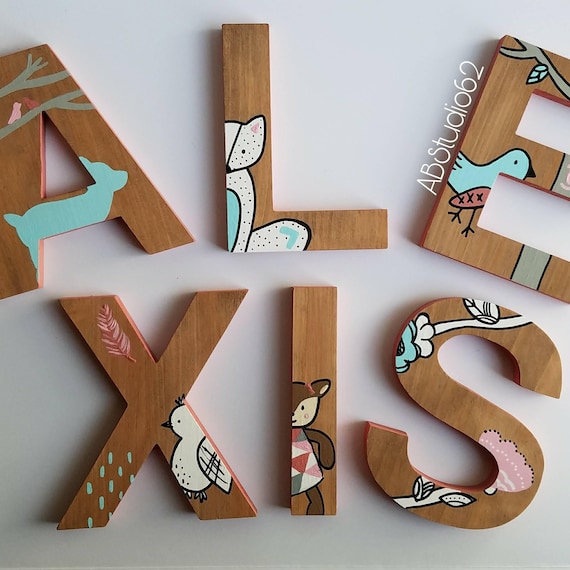Wooden Letters for Nursery Woodland Nursery Decor Hand