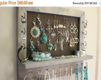 ON SALE You Pick The Satin and Mesh Wall Mounted Jewelry Organizer, Wall Organizer, Jewelry Display