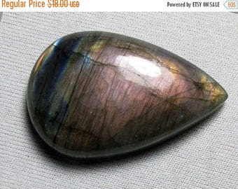 31% ON SALE Labradorite Pear Cabochon Huge Size 23x36 mm with Gorgeous Strong Purple Brown Flashy Fire Loose Gemstonec