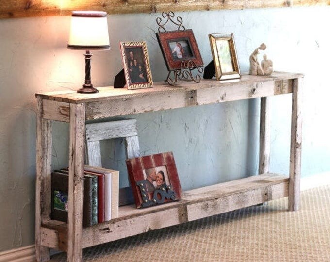 SALE Rustic Sofa Table in Farmhouse White