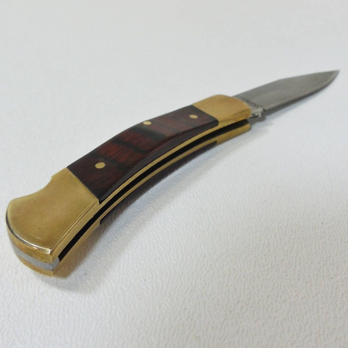 Vtg Sheffield Wood Handle Locking Pocket Knife Stainless Blade w/ Leather Sheath from