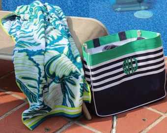 Monogrammed Beach Bag and Towel COMBO