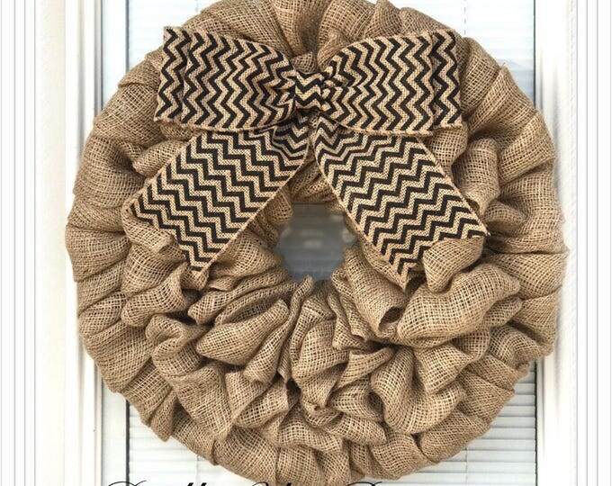 Year Round Burlap Wreath - Summer Wreath - Chevron Wreath -  Home Decor -  Front Door Wreath  - Welcome Wreath- Everyday Wreath - Door Decor