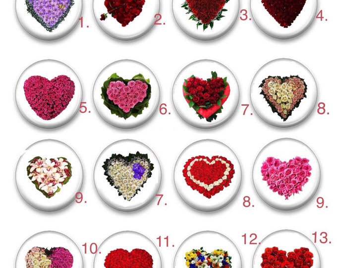 Flowered hearts Valentine magnet gift sets - Gift for Her - Unique Gifts - Valentine Gift - Party Favor - Fridge Magnets - Refridgerator Mag