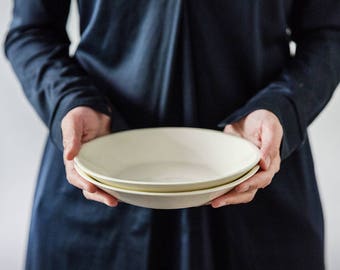 Ceramic Plate Black or White, Modern Ceramic, Handmade Ceramic White Plate, Decorative Black Plate, First Course Plate, Ceramic Dinnerware