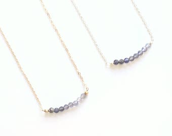 Handmade Lolite Ombre Sapphire Necklace | Blue Sapphire Necklace | Ombre Necklace | Sapphire Jewelry | Dainty Necklace | Simple Necklace