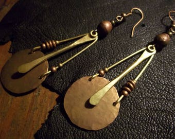 Tribal Earrings-Bohemian Earrings-Mixed Metal Earrings-Rustic Earrings-Handmade Earrings-Unique Earrings-Tribal Jewelry