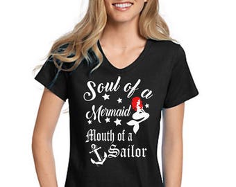 Soul of a mermaid, Mouth of a sailor,Funny shirt,Humor shirt,Mermaid shirt,Trending shirt,Mom shirt,Mom birthday shirt,