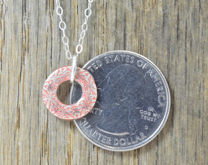 Moroccan Coin Necklace, Dusty Rose Coin Necklace, Coin Art, Morocco, Silver Coin, Moroccan Art, Boho Necklace, Two-Sided, Coin Charm, Charm