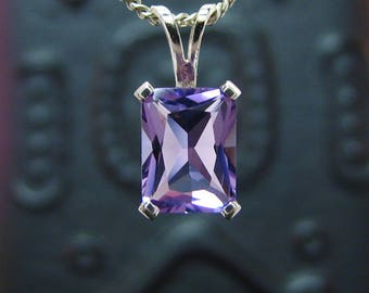 Amethyst necklace, amethyst pendant sterling silver, necklace with genuine amethyst 8x6 mm birthstone necklace violet necklace