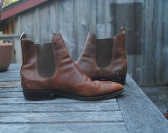 Beautiful Vintage Brown Leather Ankle Boots, Women's size 8